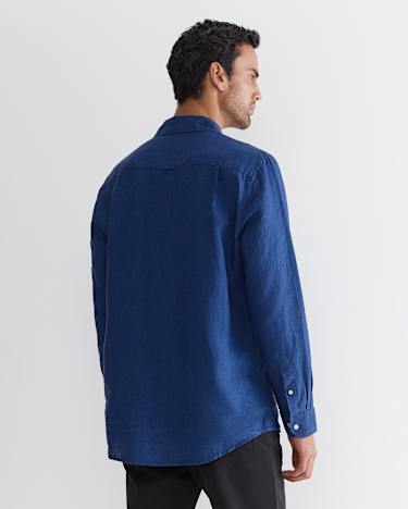 Long Sleeve Linen Shirt in INDIGO