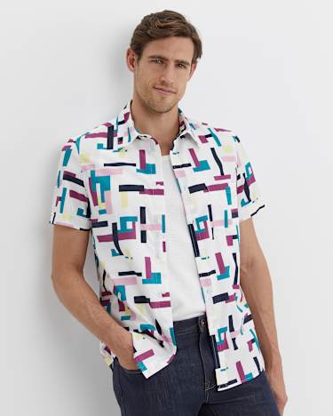 Barnes Short Sleeve Shirt in WHITE/MULTI