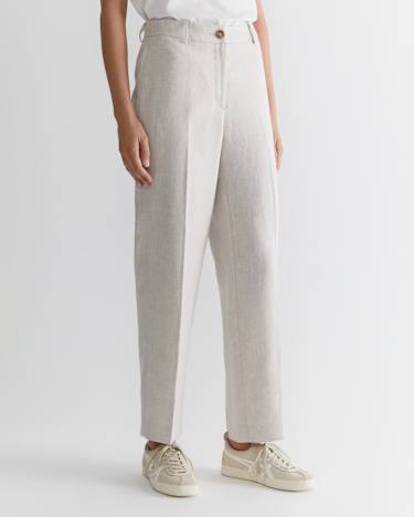 Freya Straight Linen Pant in STRING