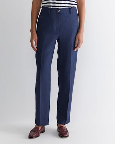 Freya Straight Linen Pant in NAVY