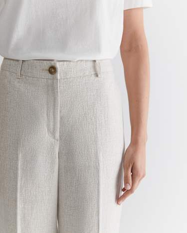 Freya Straight Linen Pant in STRING