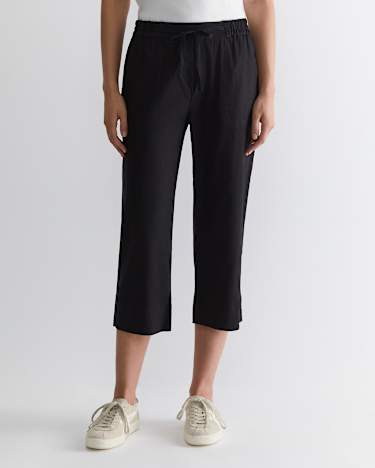 Rosa Crop Linen Pant in BLACK
