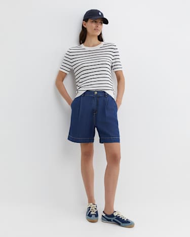 Laurina Knit Tee in IVORY/NAVY
