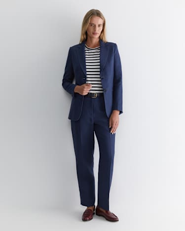 Freya Linen Blazer in NAVY