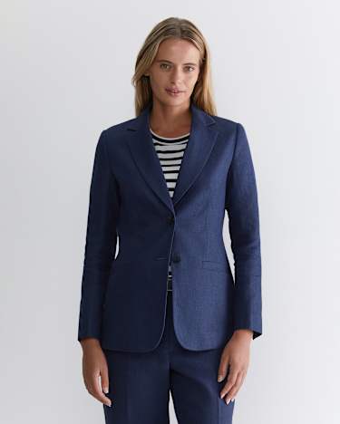 Freya Linen Blazer in NAVY