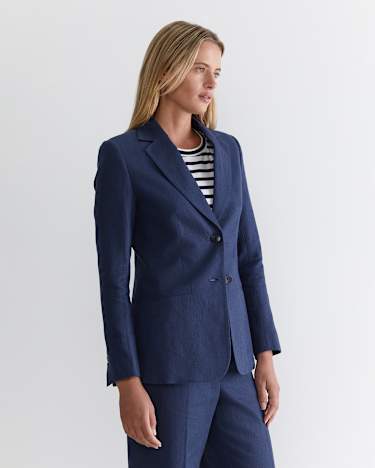 Freya Linen Blazer in NAVY