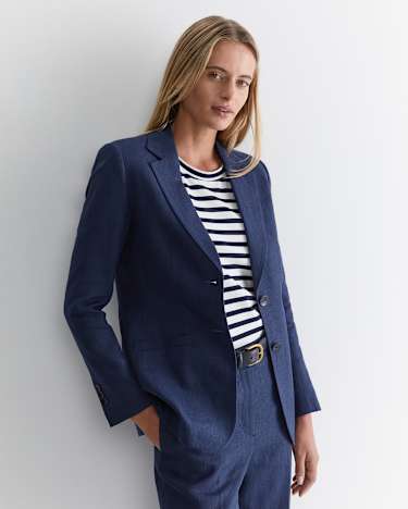 Freya Linen Blazer in NAVY