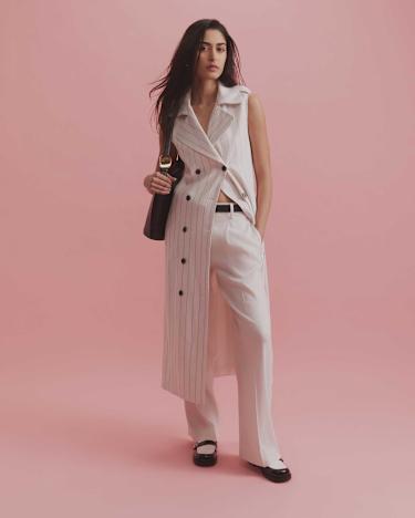 Brianne Trench Maxi Dress in WHITE/NAVY
