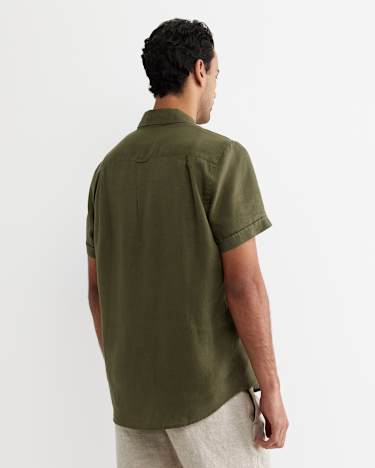 Short Sleeve Linen Shirt in KHAKI