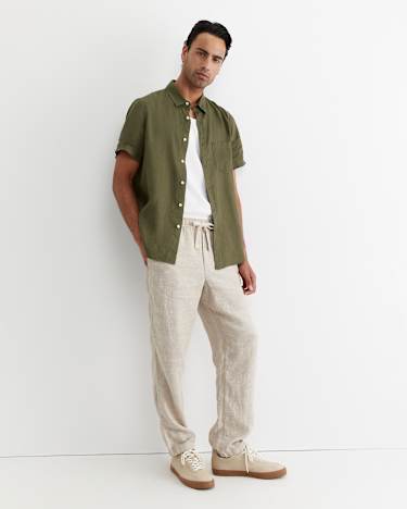 Short Sleeve Linen Shirt in KHAKI