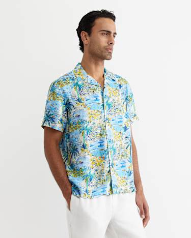 Vic Short Sleeve Liberty Cuban Shirt in MULTI
