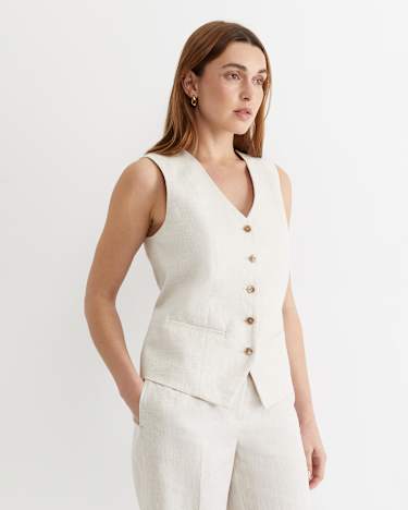 Freya Linen Vest in STRING
