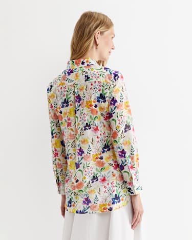Lou Cotton Silk Shirt in WHITE MULTI