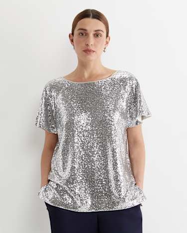 Sequin Top in SILVER