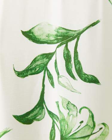 Botanical Silk Blend Midi Dress in GREEN MULTI
