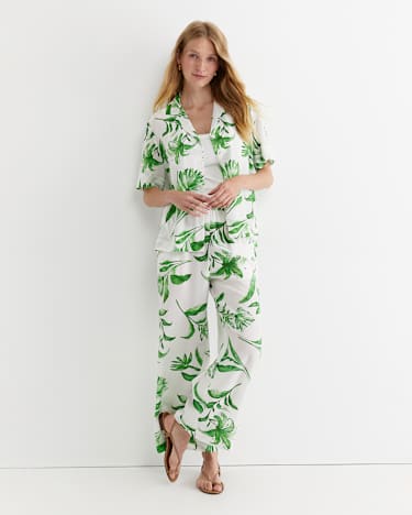 Botanical Silk Shirt in GREEN MULTI
