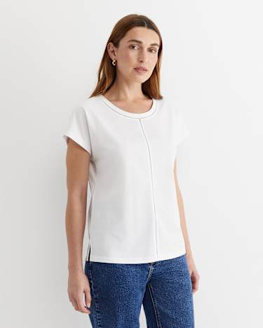 Miranda Stitch Tee in WHITE