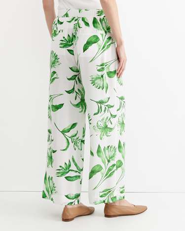 Botanical Silk Wide Leg Pant in GREEN MULTI