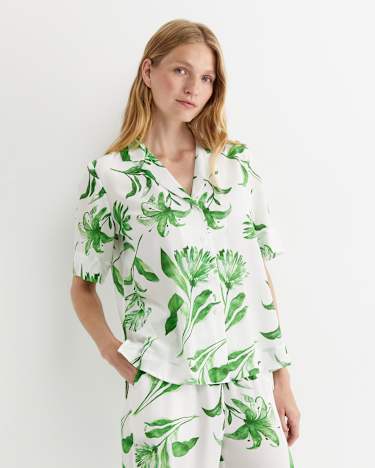 Botanical Silk Shirt in GREEN MULTI