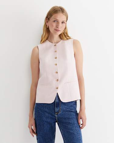 Cara Linen Vest in PINK