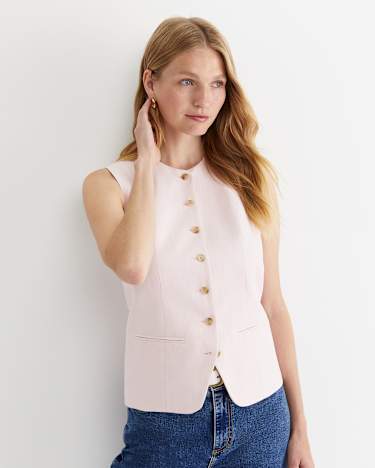 Cara Linen Vest in PINK
