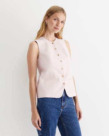 Cara Linen Vest in PINK