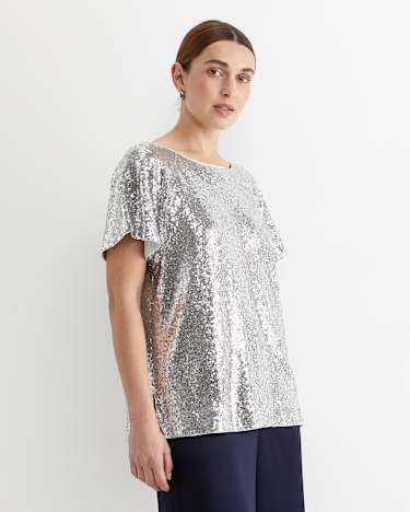 Sequin Top in SILVER
