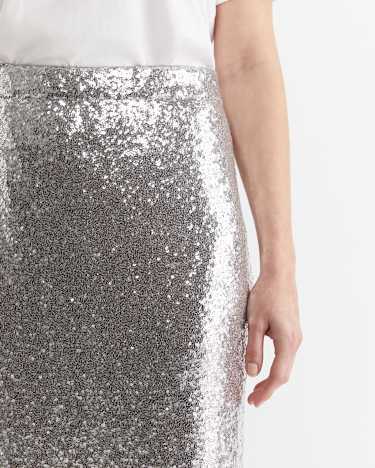 Sequin Midi Skirt in SILVER