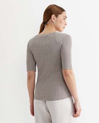 Sparkling Rib Knit Tee in GREY PEARL