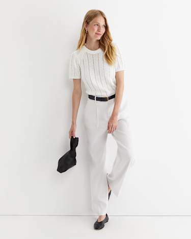 Josie Tape Yarn Flutter Top in MILK
