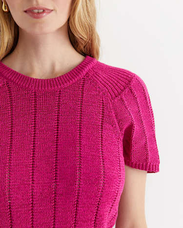 Josie Tape Yarn Flutter Top in BERRY