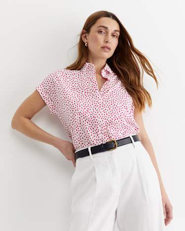 Dashy Lily Voile Shirt in WHITE/PINK