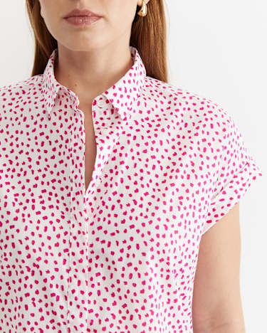Dashy Lily Voile Shirt in WHITE/PINK