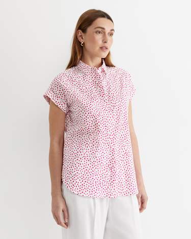 Dashy Lily Voile Shirt in WHITE/PINK