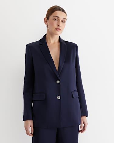 Harlow Sateen Blazer in NAVY