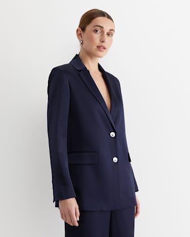 Harlow Sateen Blazer in NAVY