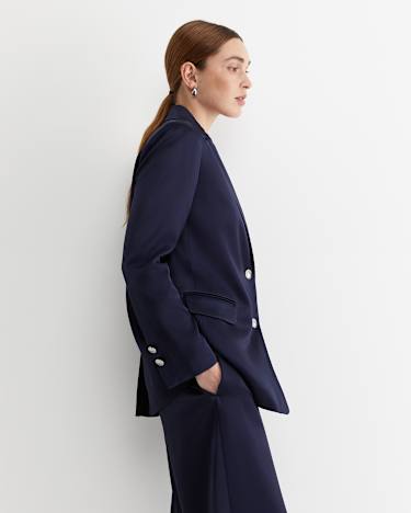 Harlow Sateen Blazer in NAVY