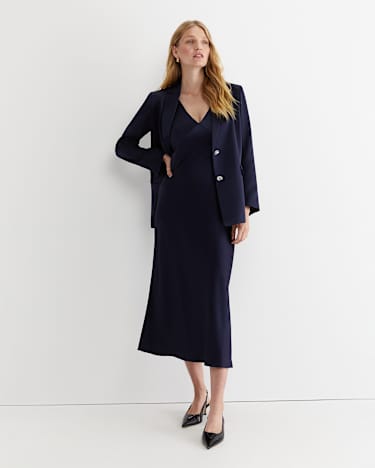 Harlow Sateen Slip Dress in NAVY