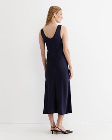 Harlow Sateen Slip Dress in NAVY