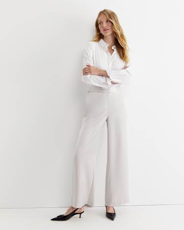 Harlow Sateen Wide Leg Pant in PEARL