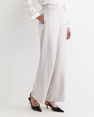 Harlow Sateen Wide Leg Pant in PEARL