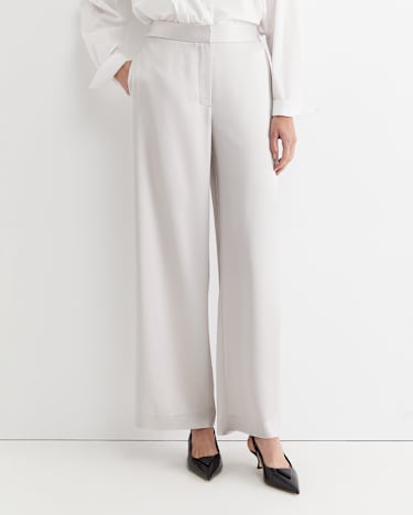Harlow Sateen Wide Leg Pant in PEARL