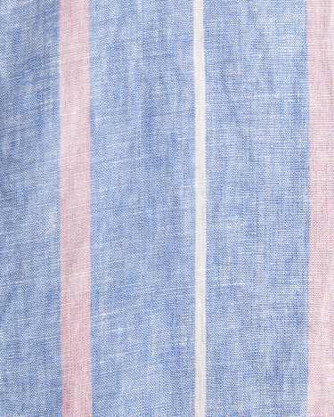 Redfern Short Sleeve Linen Stripe Shirt in PINK/BLUE