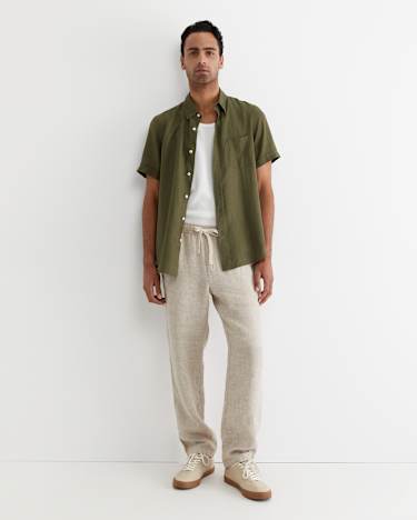 Caffery Yarn Dyed Linen Pant in CAPPUCCINO