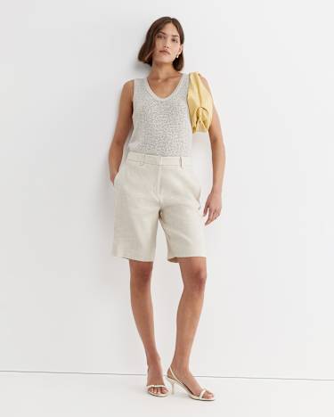 Lena Bermuda Linen Short in STRING