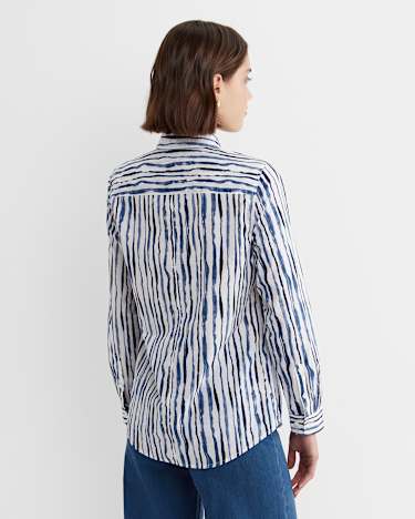 Tina Stripe Lily Voile Shirt in NAVY/WHITE