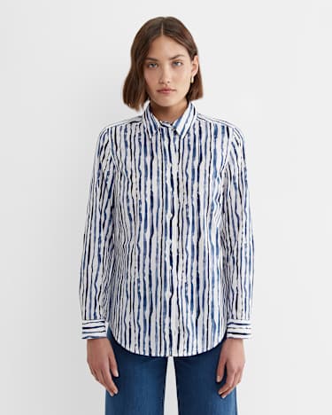 Tina Stripe Lily Voile Shirt in NAVY/WHITE