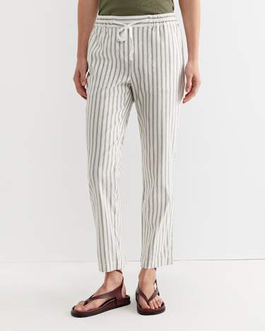 Rosa Stripe Linen Pant in WHITE/KHAKI