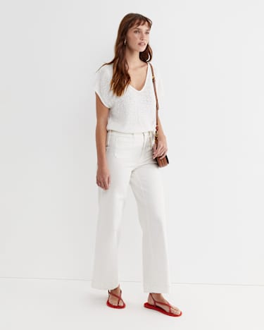 Luisa V-Neck Knit Top in MILK