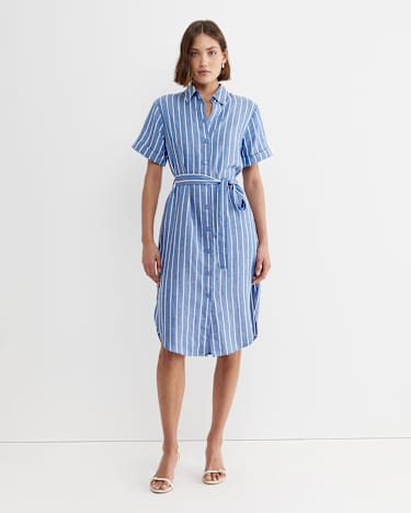 Hera Stripe Shirt Dress in BLUE/WHITE